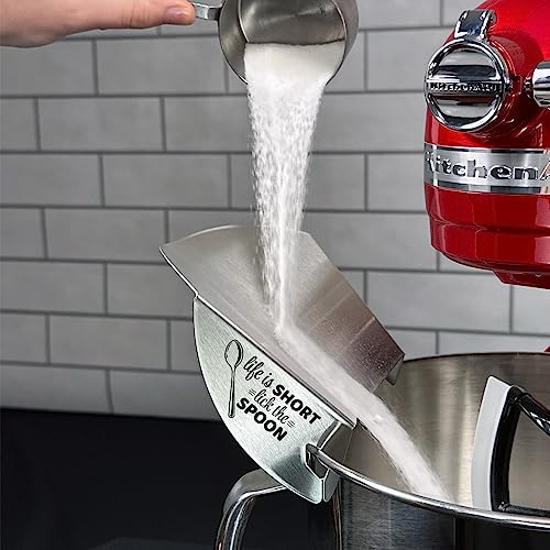 Stainless Steel Stand Mixer Pouring Chute with Lick the Spoon Motto