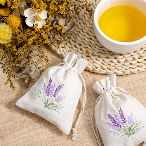 10-Pack Small Canvas Sachet Bags with Drawstring, 5.5 x 4 Inch