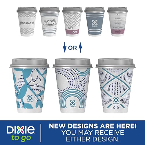Dixie To Go Disposable Insulated Paper Coffee Cups 12 oz, 14 Count with Lids