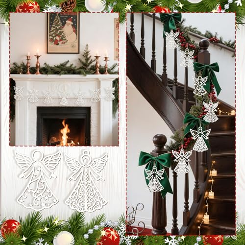 Syhood 30 pcs Wooden Angel Christmas Ornaments - Rustic Holiday Tree Decor