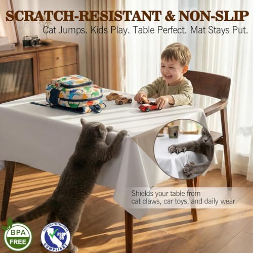 Heavy Duty Waterproof Vinyl Table Protector with Flannel Backing 72x54