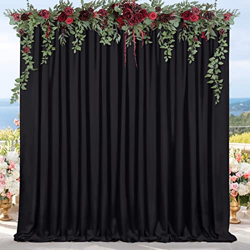 Black Polyester Backdrop Curtains - 10ft x 8ft Wedding Party Drapes