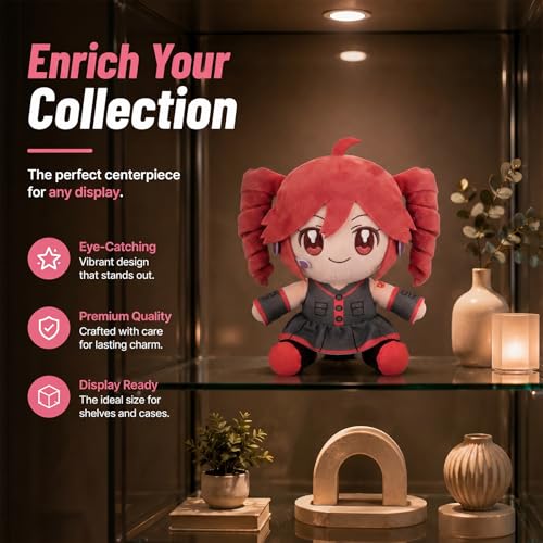 Pink Twin-Tail Anime Plush 22cm, Soft Stuffed Character Doll for Fans