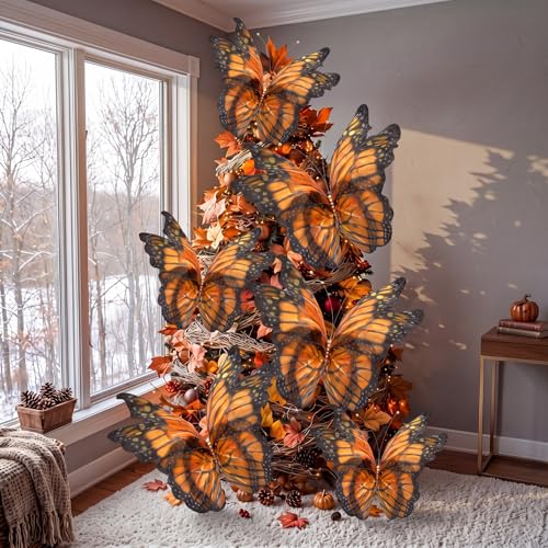 6-Piece Large 3D Monarch Butterfly Decorations for Party and Home Decor