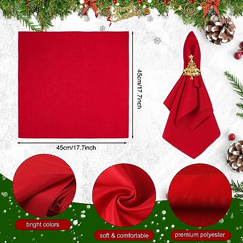 EBOOT 16 PCS Christmas Cloth Napkin & Ring Set with Xmas Tree Elk Stocking