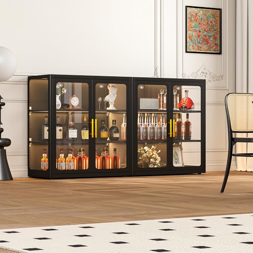 34" Glass Display Cabinet with RGB Lights and Adjustable Shelves