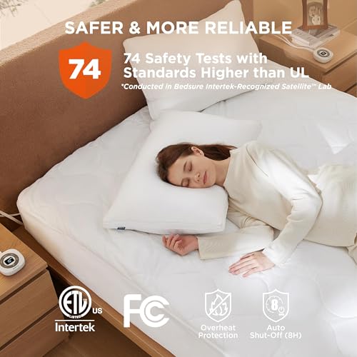 Waterproof Heated Mattress Pad Queen - Cotton Top Electric Bed Warmer
