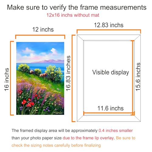 12x16 Black Picture Frame - Wall Hanging PVC Photo & Poster Frame