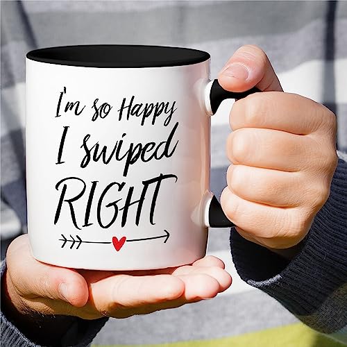 Retreez Funny I'm So Happy I Swiped Right 11 Oz Ceramic Coffee Mugs