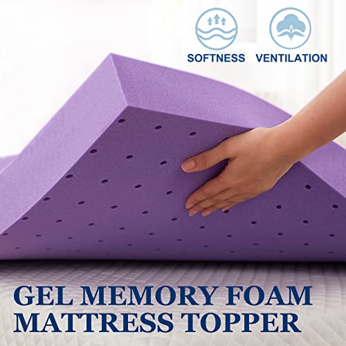 SINWEEK 2 Inch Gel Memory Foam Mattress Topper Twin Size Ventilated Soft