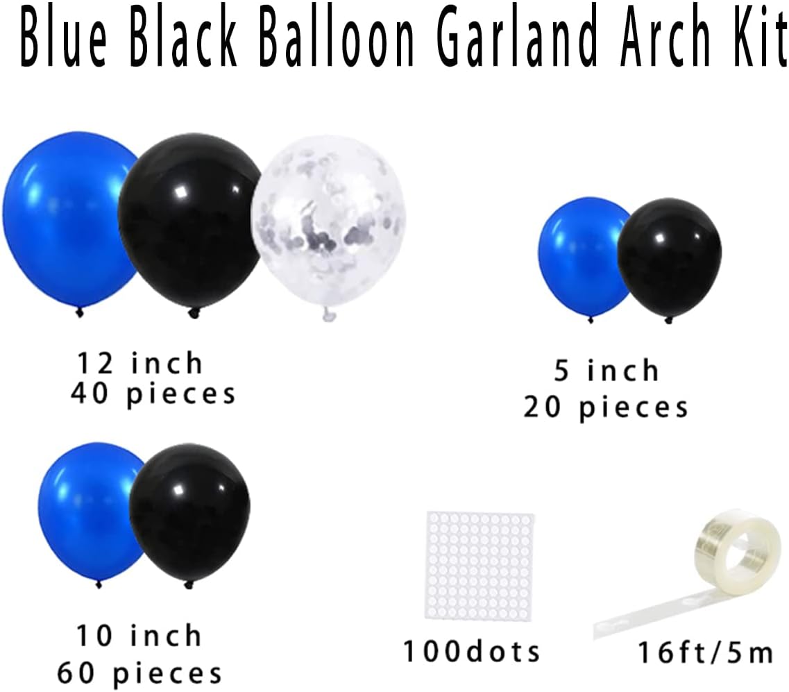Royal Blue & Black Balloon Garland Arch Kit - Perfect for Boss Theme Baby Showers & Video Game Birthdays