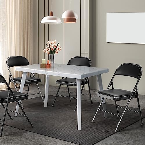 10-Pack Padded Folding Chairs with PU Leather Seats, 350 lbs Capacity