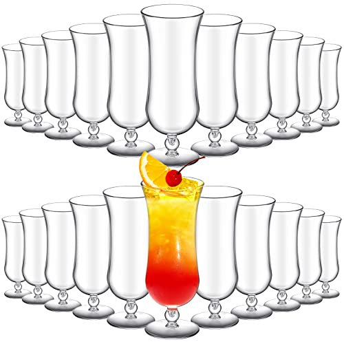 24 Pack Clear Plastic Hurricane Glasses 15 oz Unbreakable Cocktail & Drinkware