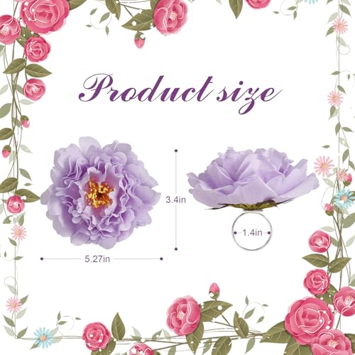 Kalopro Purple Faux Peony Napkin Ring Set of 4 Wedding Table Decor