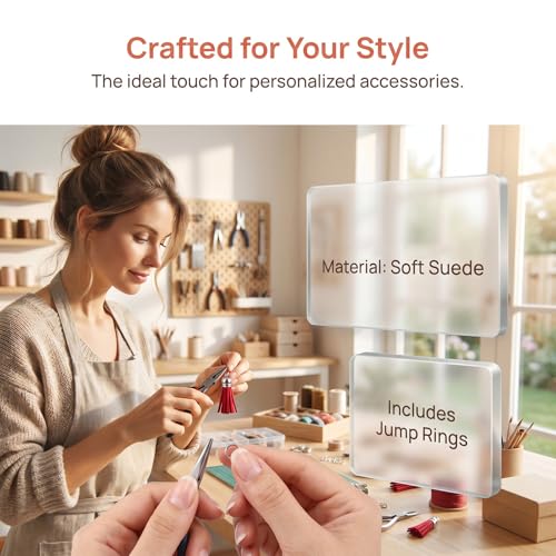 Leather Tassel Charms for Keychain Making - 50 Piece DIY Craft Set