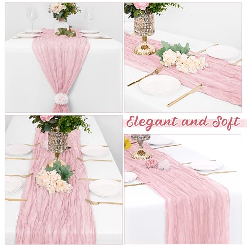 8 Pack Light Pink Cheesecloth Table Runners, 20x120 Inch Gauze Table Decor