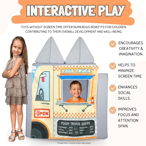 Food Truck Play Panel for Kids Foam Sofa with Adjustable Velcro Strap