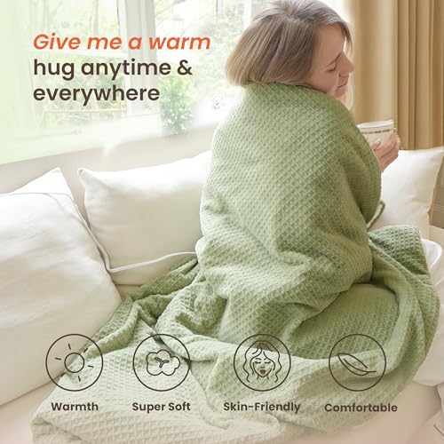Electric Heated Blanket Throw - 50x60 Inches Sherpa Fleece