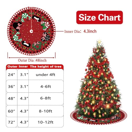 48-Inch Christmas Tree Skirt - Cartoon Mouse Holiday Tree Base Cover