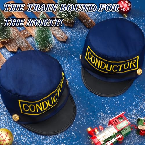 Newcotte Navy Blue Christmas Train Conductor Hat Adult Costume – Size 4
