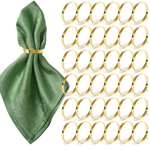 100 Pcs Gold Metal Napkin Rings, Elegant Round Napkin Holders for Weddings