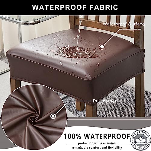 Waterproof Dining Chair Seat Covers, 4 Pack Faux Leather, 17.7"