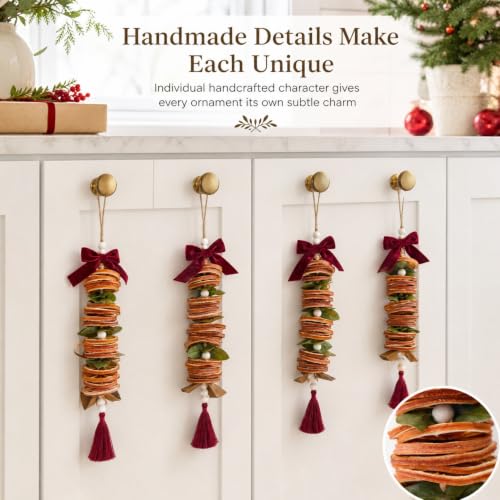 8 Pcs Dried Orange Slice Christmas Decor for Kitchen Cabinets, Red - Naucoos