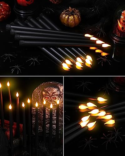 Funtery 48 Pack Flameless LED Taper Candles Black 11 Inch Classic Style for Decor