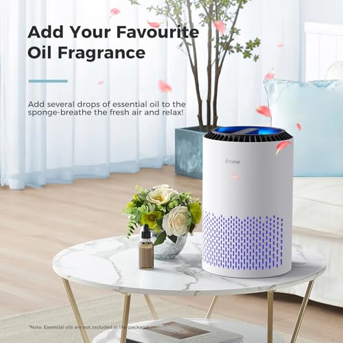 AROEVE Air Purifier for Bedroom MK01A White with Sleep Mode & Aromatherapy