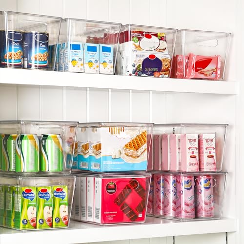 Vtopmart 6 Pack Clear Stackable Storage Bins with Lids & Handles