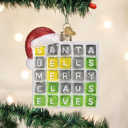 Merry Words Handcrafted Glass Blown Christmas Tree Ornament - Holiday Decor