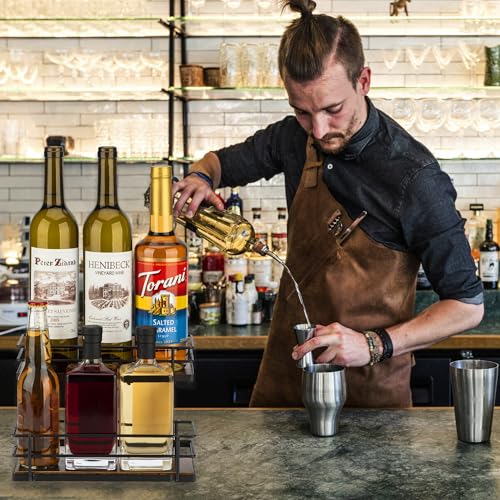 2-Tier Coffee Syrup Organizer Rack - 6 Bottle Countertop Storage Stand