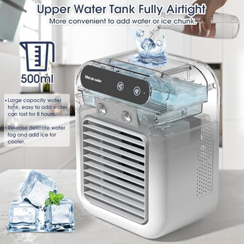 Portable Mini Air Conditioner Rechargeable Personal Cooling Fan and Humidifier