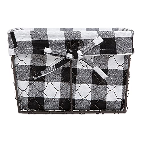 DII Farmhouse Chicken Wire Storage Baskets with Liner, Small, Vintage Black & White Check, 9x7x6", 3 Piece