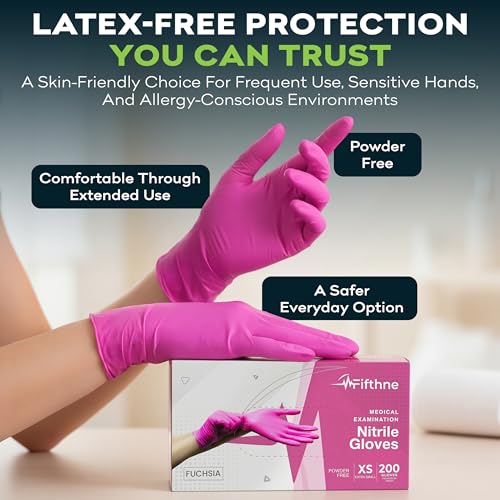 Hot Pink Nitrile Medical Exam Gloves - 3 Mil Powder & Latex Free