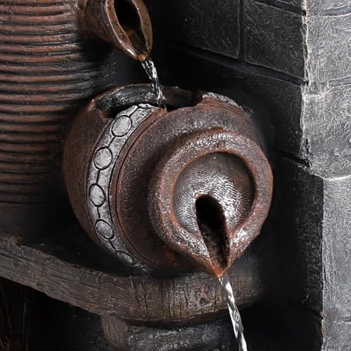 6-Tier Cascading Water Fountain with LED Lights for Garden and Patio