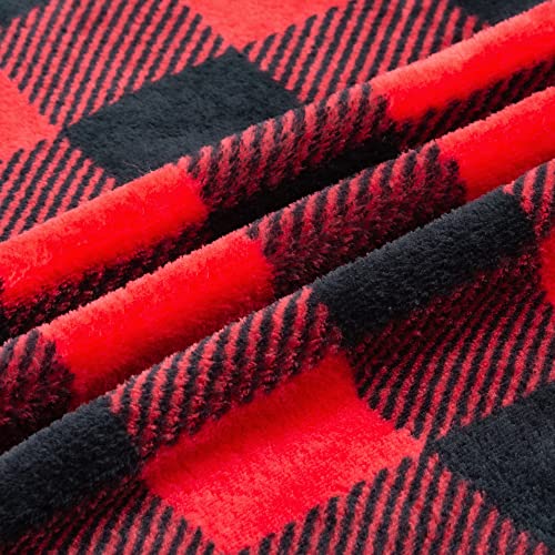 BEDELITE Red & Black Buffalo Plaid Twin Blanket - Christmas Fleece Throw 60x80