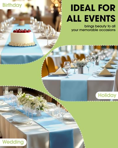 Pureegg Blue Disposable Plastic Table Runner 14x108 Inch - 10 Pack Party Decor