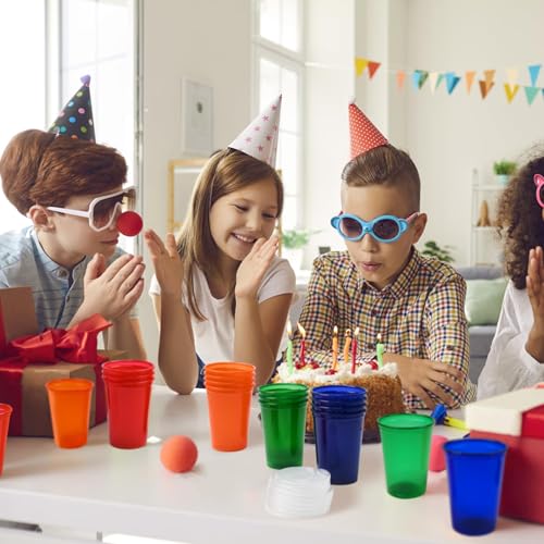 12oz Kids Spill-Proof Plastic Cups with Lids - 20 Pack, BPA-Free