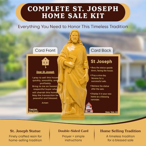 St. Joseph Statue for Home Selling with Prayer Card - 4-Inch Resin Figurine