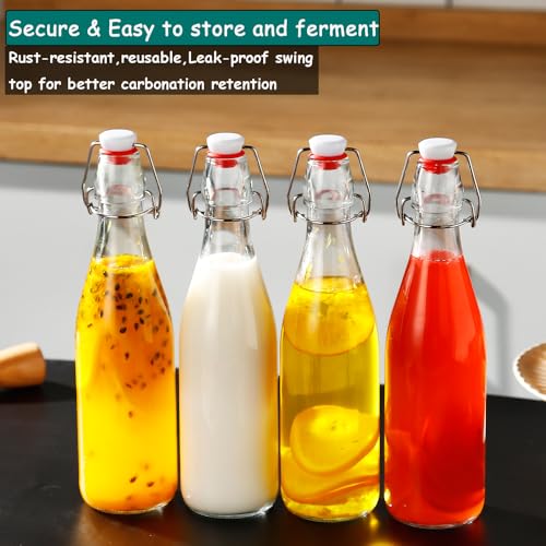 4 Pack 32oz Glass Swing Top Bottles for Fermentation and Brewing