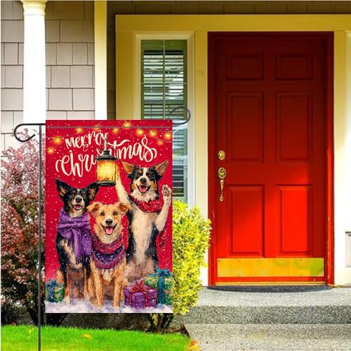 Cmialusie Colorful Christmas Garden Flag 11.81 x 17.72 Inch Dog Holiday Decor