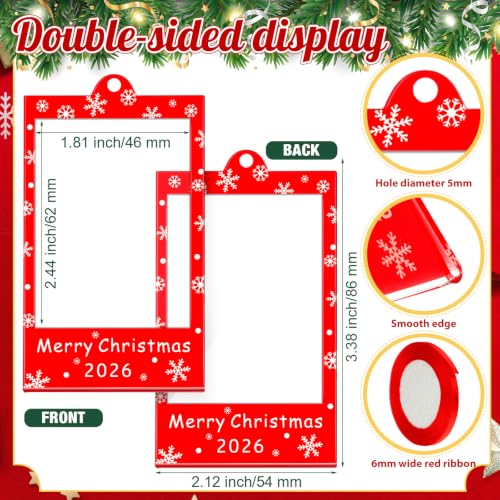 Vercraft 36 Pcs Christmas Photo Frame Ornaments with Red Ribbon - Style 1