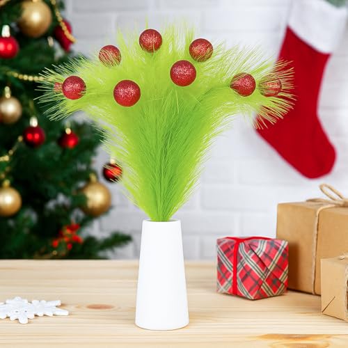 10-Pack 15 Inch Red and Lime Green Christmas Tree Picks & Sprays | Festive Holiday Decor