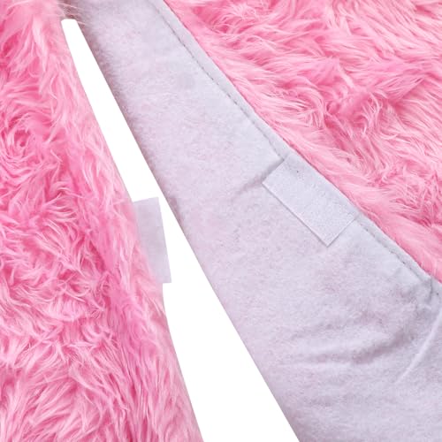 18-Inch Pink Faux Fur Christmas Tree Skirt for Small Tabletop Trees