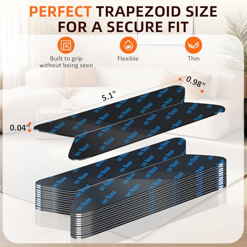 24Pcs Non-Slip Rug Grippers, Reusable Anti-Curling Carpet Tape for Floors