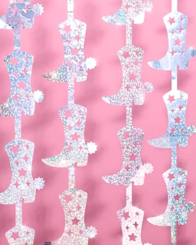Iridescent Foil Cowgirl Boot Party Backdrop Curtains - 2 Pack