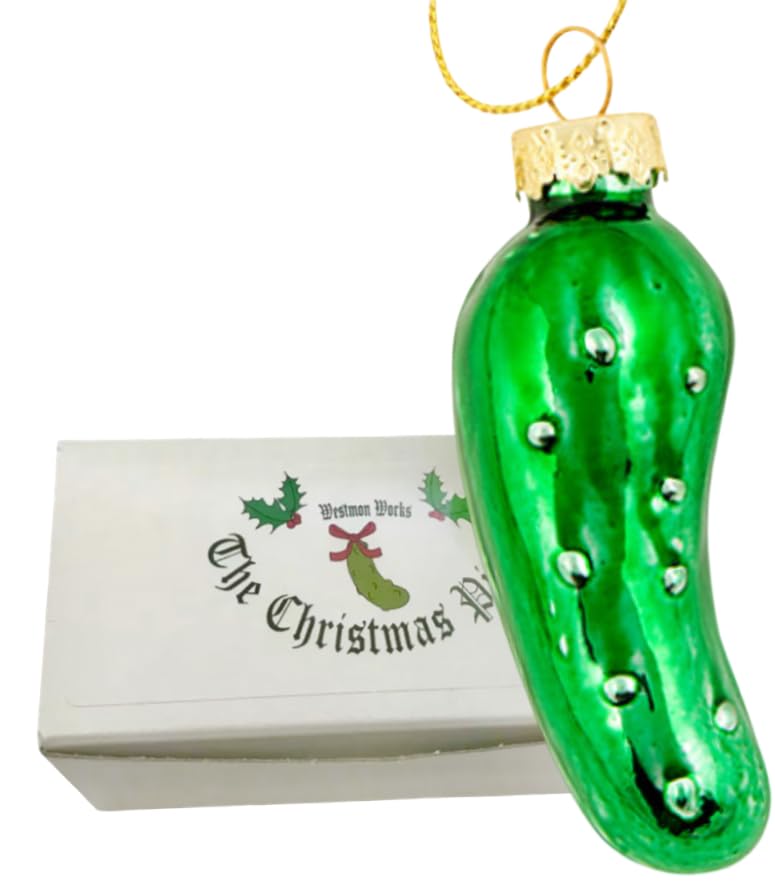German Glass Christmas Pickle Ornament - Traditional Holiday Tree Decor