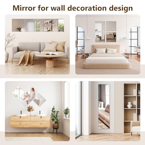 12x12 Inch Acrylic Mirror Tiles (4-Pack) - Shatterproof Self-Adhesive Wall Mirrors