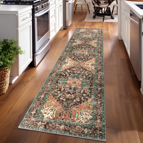 2x8 Washable Runner Rug, Non-Slip Boho Vintage Hallway Kitchen Carpet